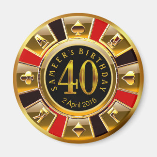 ANPASSNINGSBAR för Sheetal Vegas Casino Chip 40:e  Magnet