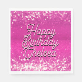 Anpassningsbar för shock rosa Glitter Bokeh Pappersservett