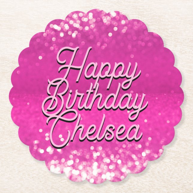 Anpassningsbar för shock rosa Glitter Bokeh Underlägg Papper (Framsida)