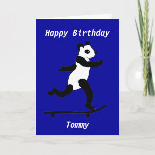 Anpassningsbar för Skateboarding Panda Birthday Ca Kort
