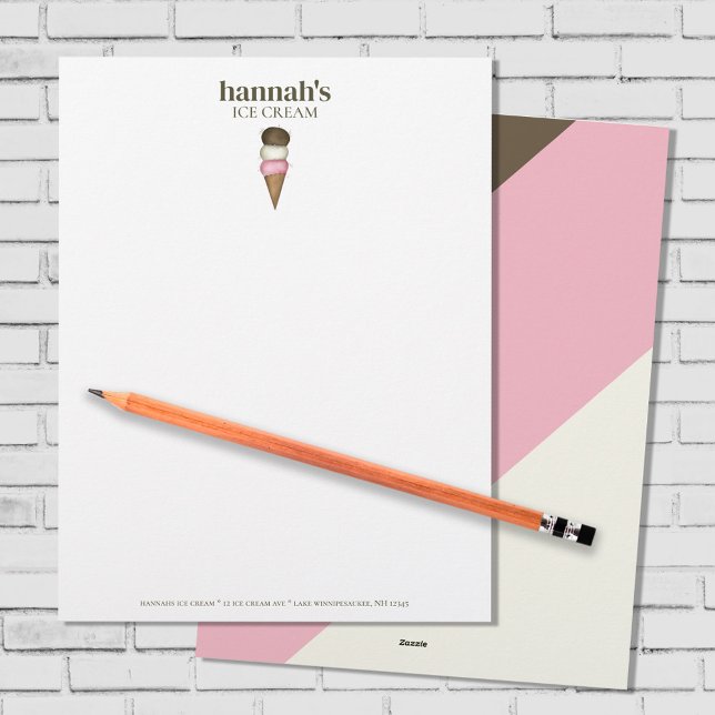 Anpassningsbar för skräppost för Business Statione Brevhuvud (Hannah's Ice Cream custom stationery template. )