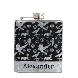 Anpassningsbar för små Steampunk Silver Zinc-redsk Fickplunta