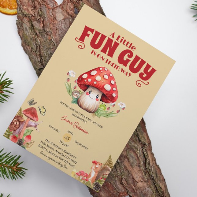 Anpassningsbar för Snigel Woodland Fall babydusch  Inbjudningar (mushroom baby shower baby shower invitations fungi red fall watercolor mother to be)