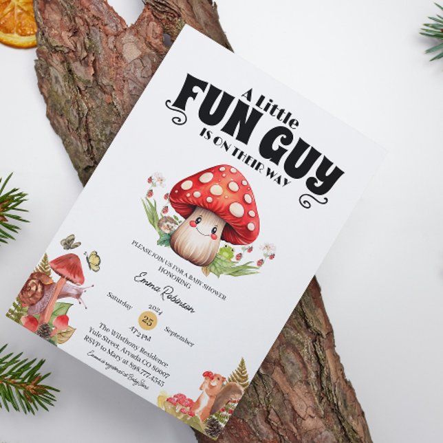 Anpassningsbar för Snigel Woodland Fall babydusch  Inbjudningar (mushroom baby shower baby shower invitations rustic woodland forest whimsical mother to be)