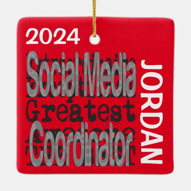 ANPASSNINGSBAR för social Media Coordinator Extrao Julgransprydnad Keramik (Baksida)