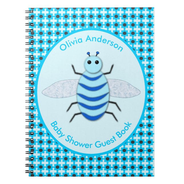 Anpassningsbar för spädbarn i Cute Blue Pojke Bee  Anteckningsbok (Framsidan)