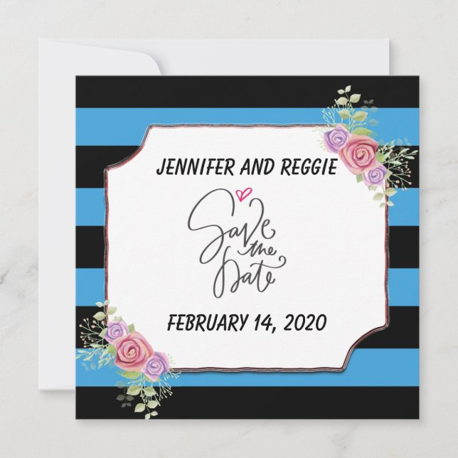 Anpassningsbar för strimlad Blommigt Spara datum Datumet (Framsida)