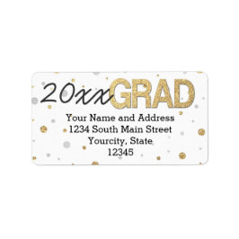 Anpassningsbar för Studentfest av guldfetter Glitt Adressetikett