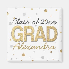 Anpassningsbar för Studentfest av guldfetter Glitt Magnet