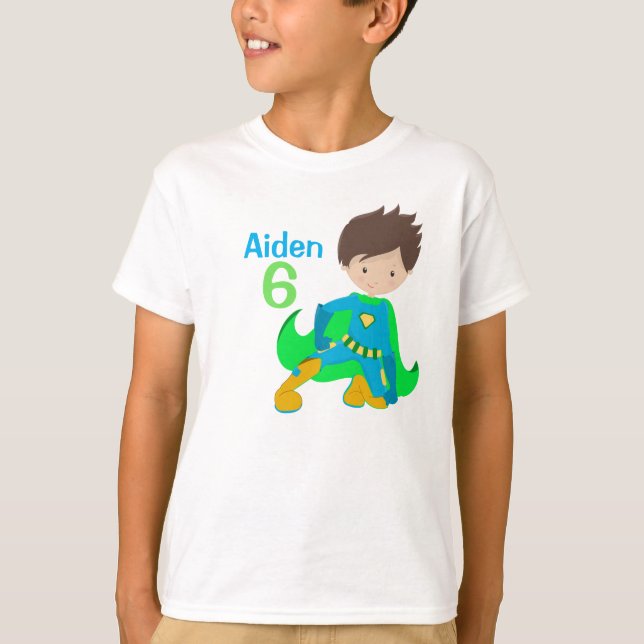 Anpassningsbar för Super Boy Födelsedagsfest Kids Tee Shirt (Framsida)