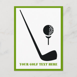 Anpassningsbar för svart Golf-klubb och boll-lodrä Vykort