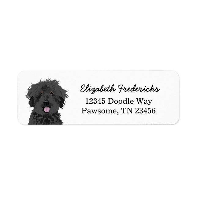 Anpassningsbar för svart Hund, Returadress Etikett (Framsidan)