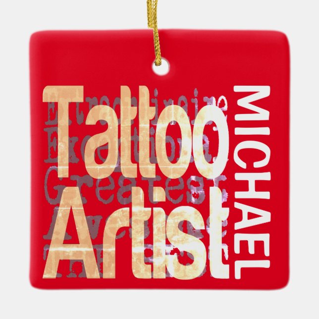 Anpassningsbar för Tattoo Artist Extraordinaire Julgransprydnad Keramik (Framsida)
