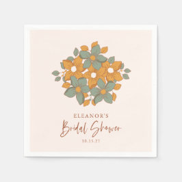 Anpassningsbar för Teal Gult Boho Retro Blommigt M Pappersservett