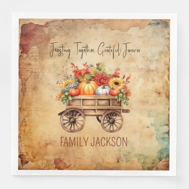 Anpassningsbar för thanksgiving av Rustic Harvest  Pappersservett (Framsida)