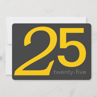 Anpassningsbar för träkol och Gult 25:e födelsedag Inbjudningar
