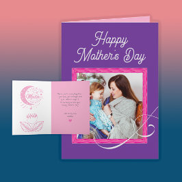 Anpassningsbar för Trendig Cute Lila Mors dag Card Kort