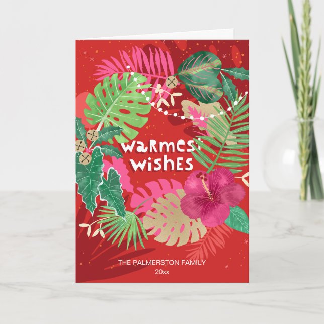 Anpassningsbar för tropisk julkrans med fotopappad helgkort (Framsida)