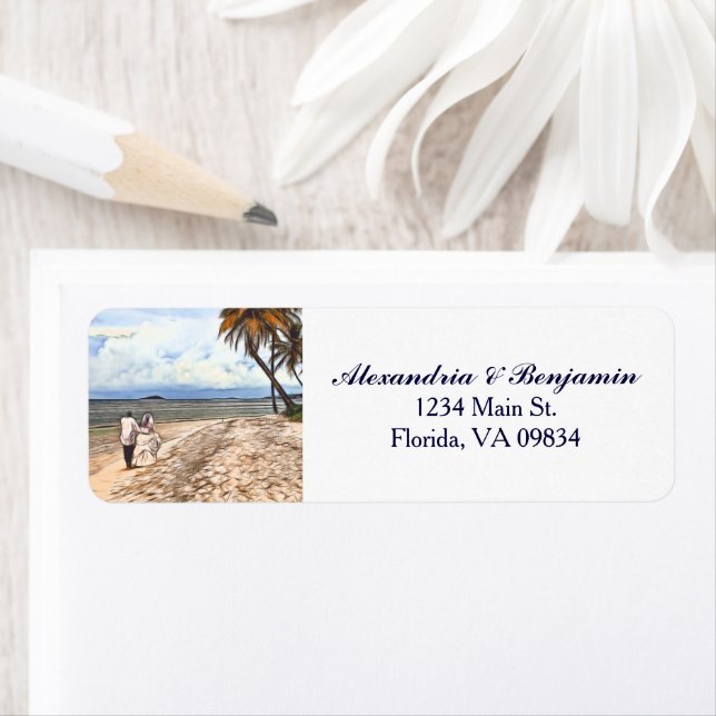 Anpassningsbar för tropisk persikofärg för grundfä returadress etikett (Insitu)