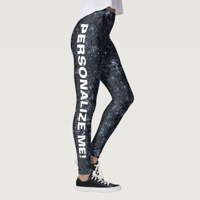 Anpassningsbar för Urban Fantasy Black Silver Glit Leggings (Höger)