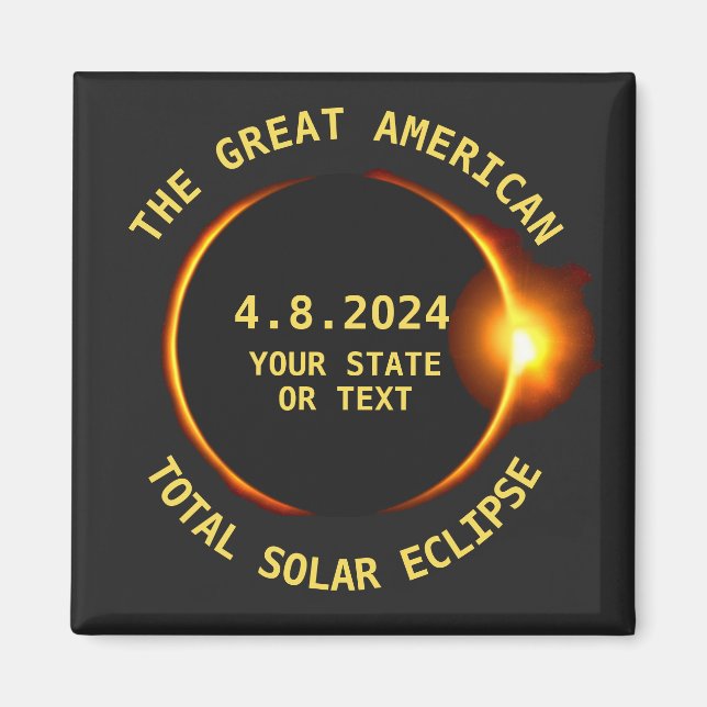ANPASSNINGSBAR  för USA Total Solar Eclipse Party  Magnet (Framsidan)