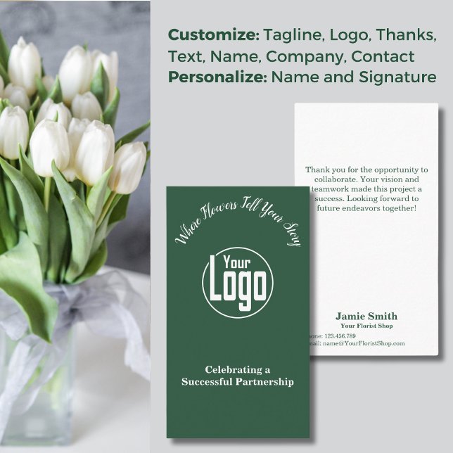 Anpassningsbar för utvärdering av teamverk, floris visitkort (Teamwork Appreciation Custom Florist Thank You Business Card, Custom Logo, Tagline)