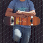 Anpassningsbar för vacker solnedgång mini skateboard bräda 18,5 cm<br><div class="desc">Snygg solnedgång med fotopatextskateboard för Anpassningsbar. Ett foto av en vacker solnedgång på en orange och gult himmel med moln. Lägg till eller radera texten.</div>