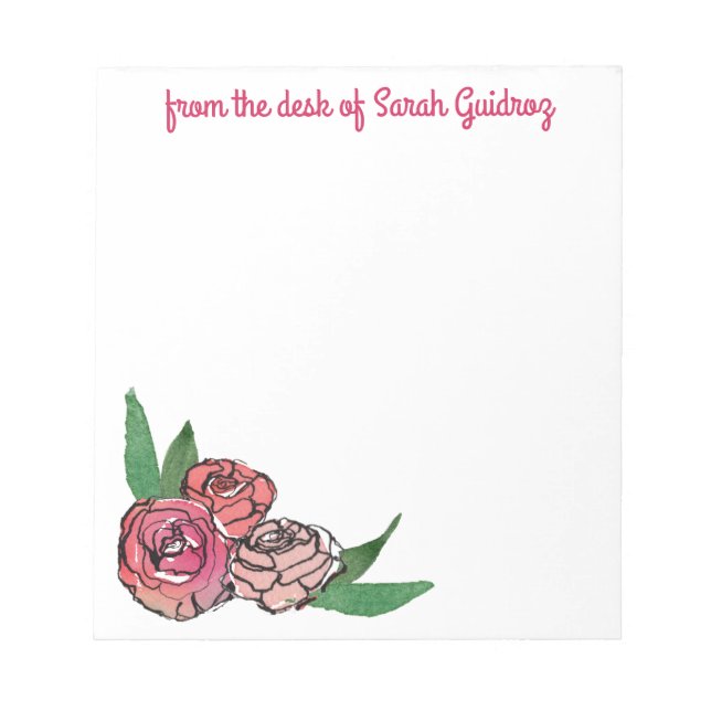 Anpassningsbar för vattenfärg och Bläck-Blommigt,  Anteckningsblock (Framsida)