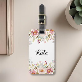 Anpassningsbar för vattenfärgen Blommigt Monogram Bagagebricka