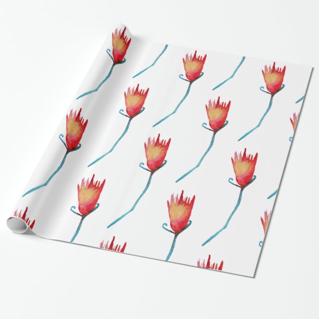 Anpassningsbar för vattenfärgsBlommigt Presentpapper (Utrullad)