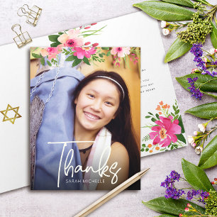 Anpassningsbar för vattenfärgsskript i bat mitzvah tack kort