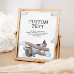 Anpassningsbar för vintage Blue Airplan Födelsedag Poster<br><div class="desc">Vintage Blue Airplane Födelsedagsfest Anpassningsbar Sign.</div>