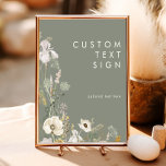 Anpassningsbar för vismliknande jokertecken och gå poster<br><div class="desc">Den här Whimsical Wildbloms Sage-anpassningsbarna och presentkorten poster är perfekt för din enkla, elegant boho bröllop. Den moderna ortodoxa grey som åtföljs av de minimalistiska vildblommorna med vattenfärg kommer att bidra till att ge liv åt din vision! Den här utformningen av blommor från söt guld, vidrör av grönt och lila...</div>
