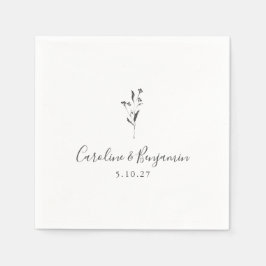 Anpassningsbar för vit Boho Bröllop med enkel Blom Pappersservett