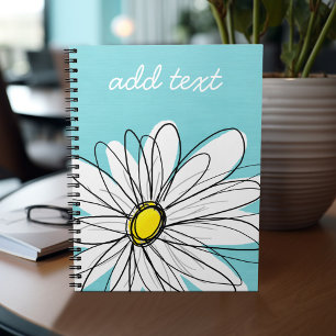 Anpassningsbar för vit och Gult för vit Daisy Anteckningsbok Med Spiral