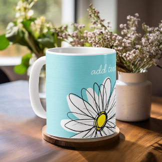 Anpassningsbar för vit och Gult  för vit Daisy Kaffemugg