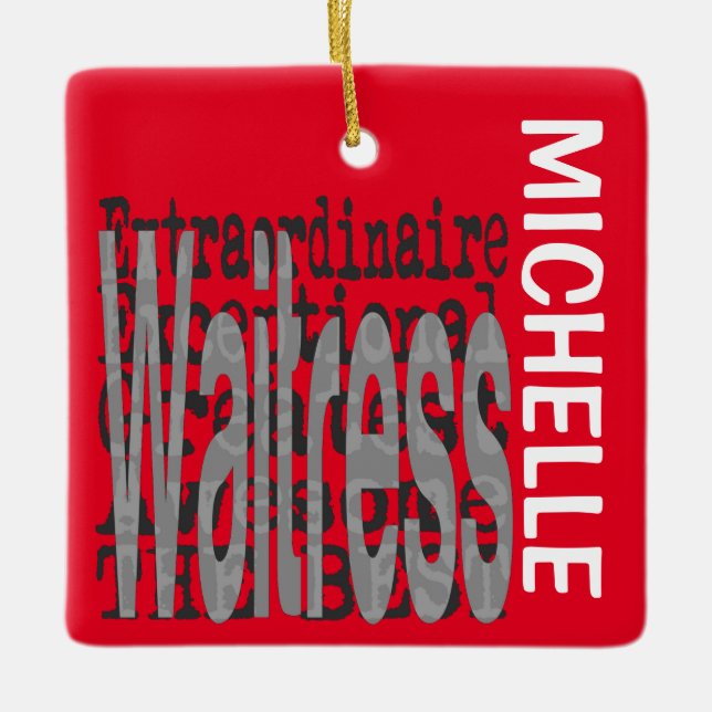 Anpassningsbar för Waitress Extraordinaire Julgransprydnad Keramik (Framsida)