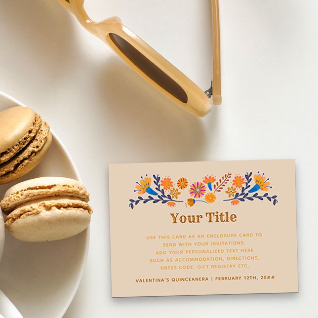 Anpassningsbar för Western typografi för mexikansk Tilläggskort (Reception Card with western theme from my Mexican Floral Quinceanera collection)