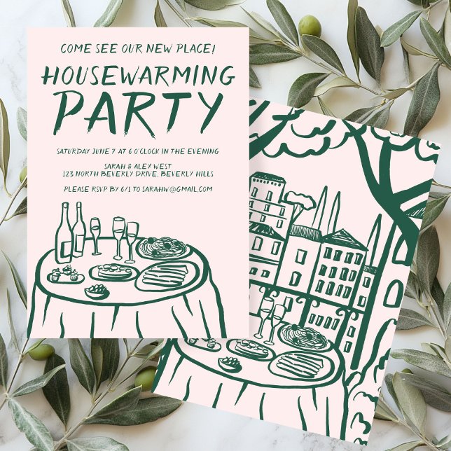 Anpassningsbar för Whimsique Balcony-området Hushå Inbjudningar (Whimsical Balcony Apartment Custom Housewarming Invitation
)