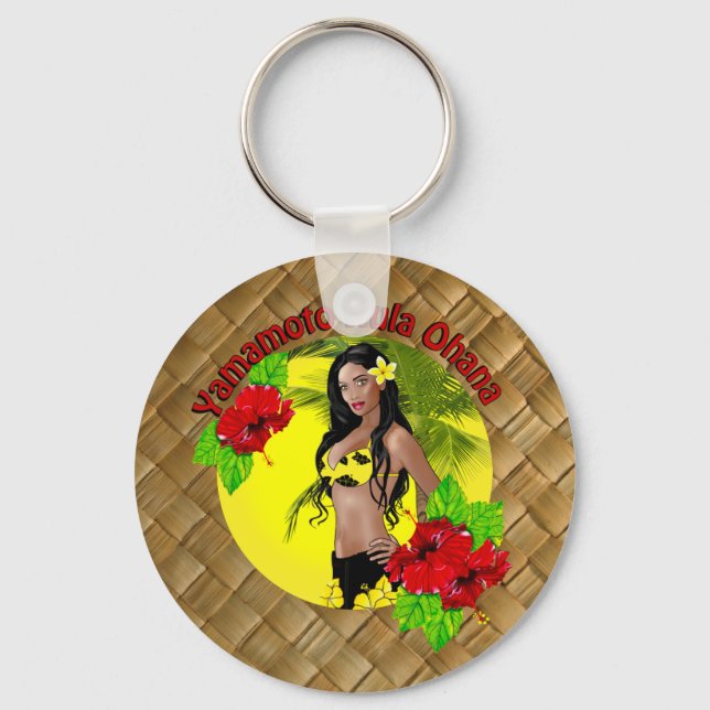 Anpassningsbar för Yamamoto Hula Ohana Keychain La Nyckelring (Framsida)
