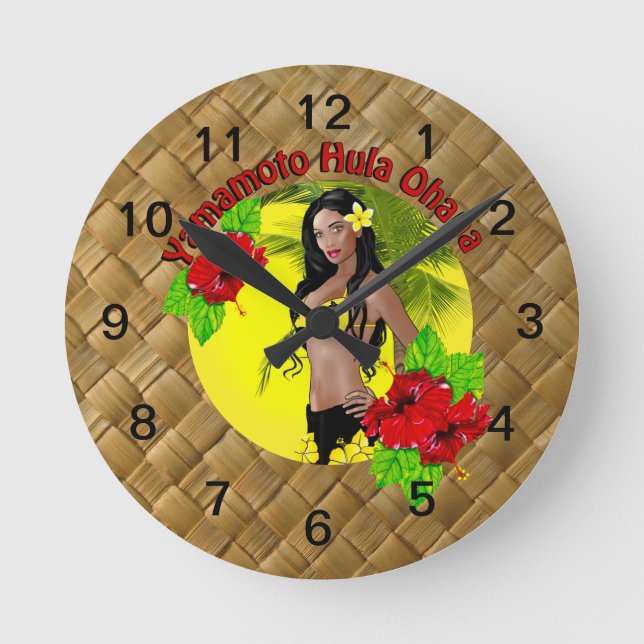 Anpassningsbar för Yamamoto Hula Ohana Wall Clock  Rund Klocka (Framsida)