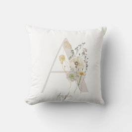 Anpassningsbar Första A med mjuk färg-blomma Kudde