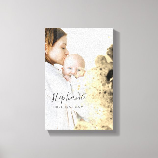 Anpassningsbar första året mamma Photo Guld mousse Canvastryck (Framsida)