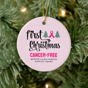 Anpassningsbar FÖRSTA CHRISTMAS Bröstcancerfri Julgransprydnad Keramik
