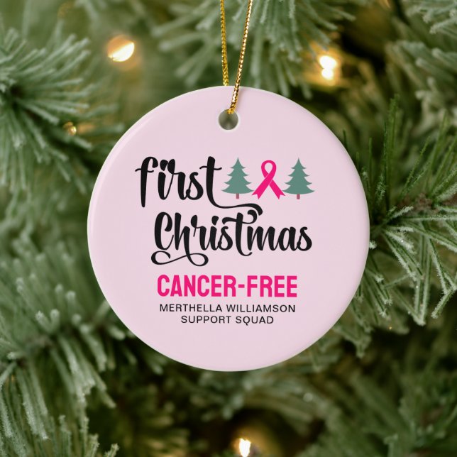 Anpassningsbar FÖRSTA CHRISTMAS Bröstcancerfri Julgransprydnad Keramik (Träd)