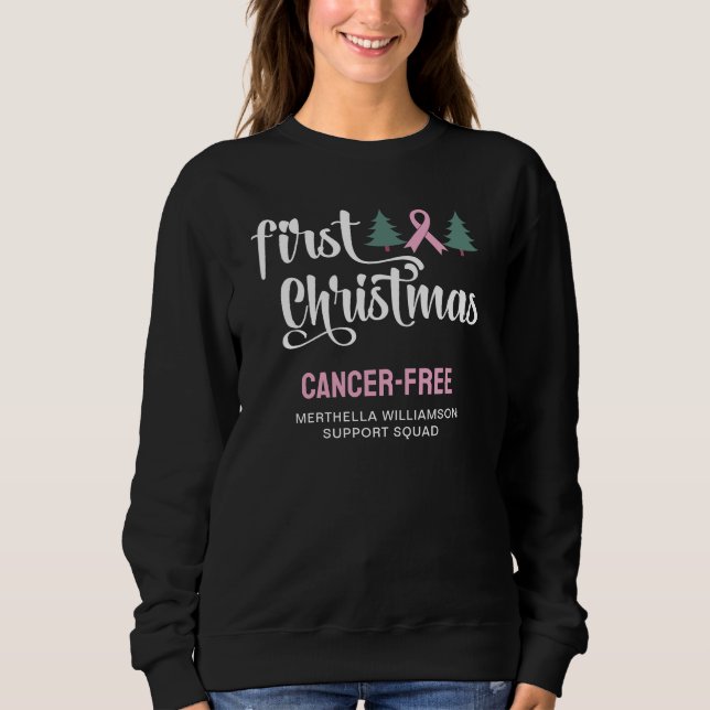 Anpassningsbar FÖRSTA CHRISTMAS Bröstcancerfri T Shirt (Framsida)