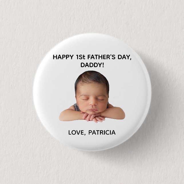 Anpassningsbar Första Far-dagen Fotogåva från Baby Knapp (Framsida)