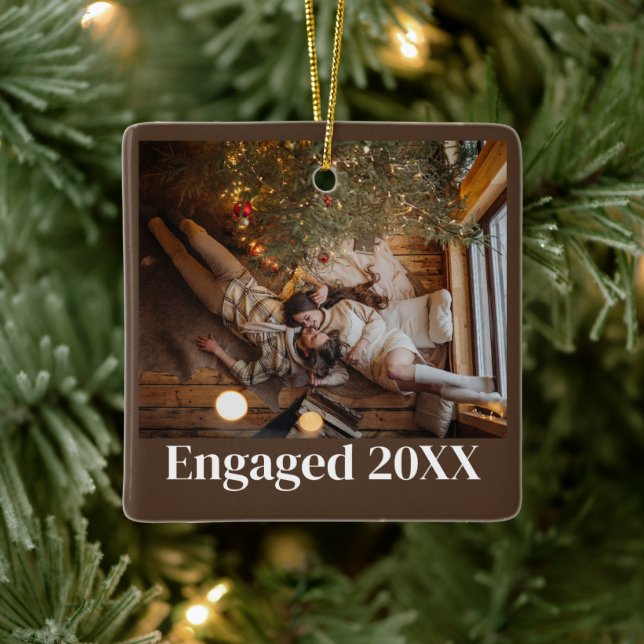 Anpassningsbar Första jul Engelskt par Bild Julgransprydnad Keramik (Träd)