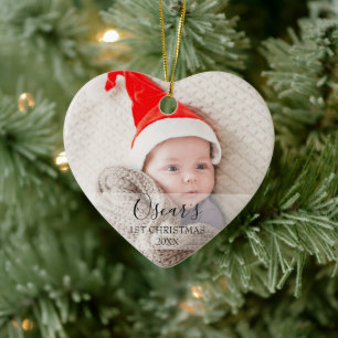 Anpassningsbar Första julen Baby Photo Namn Julgransprydnad Keramik
