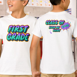 Anpassningsbar Första Klass-signera mitt Shirt Mem T